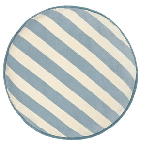 BLUE STRIPE VELVET ROUND CUSHION